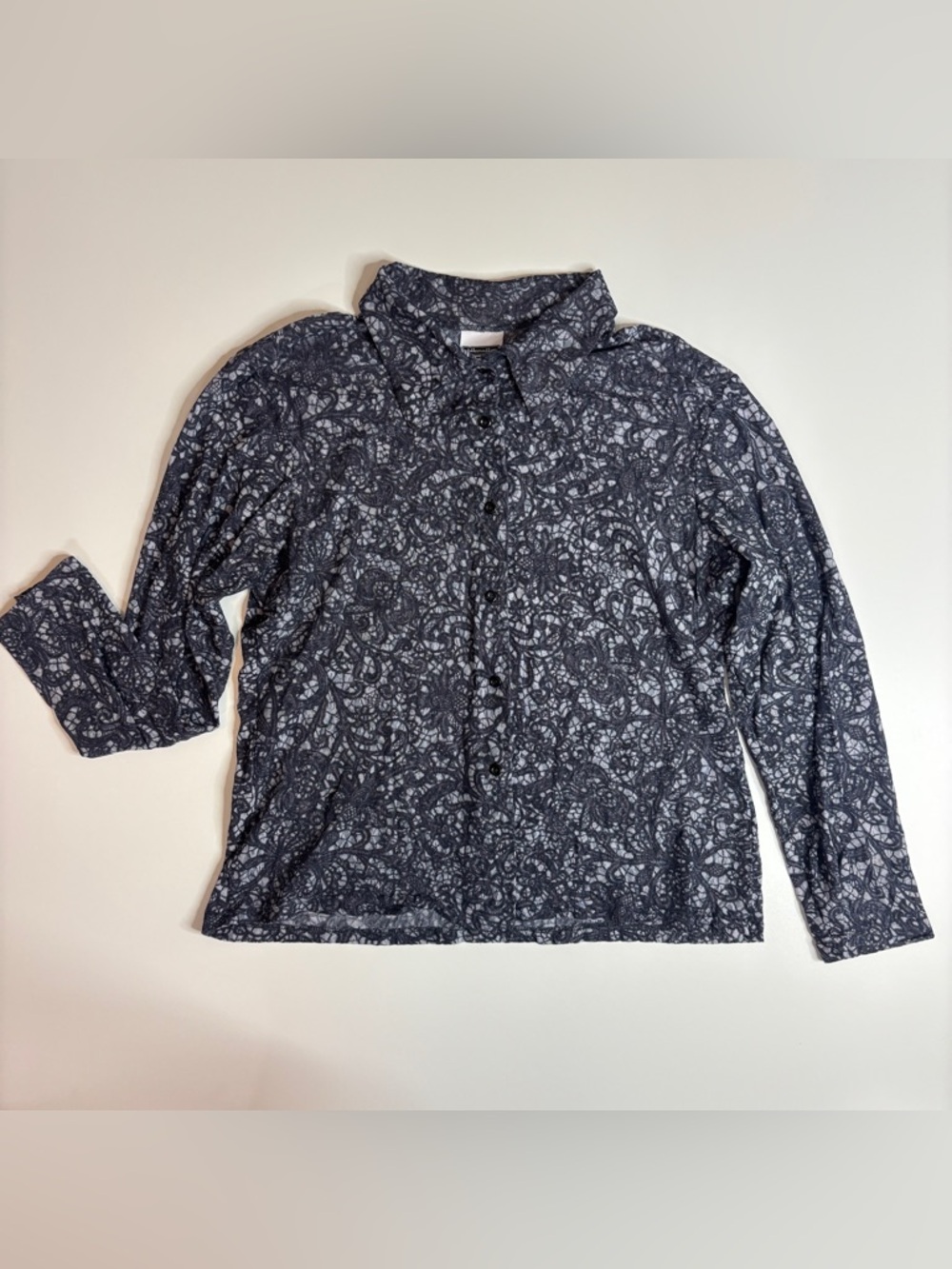 Xhilaration Lace Mesh Top XL Sheer Y2K Grunge Goth Button Front